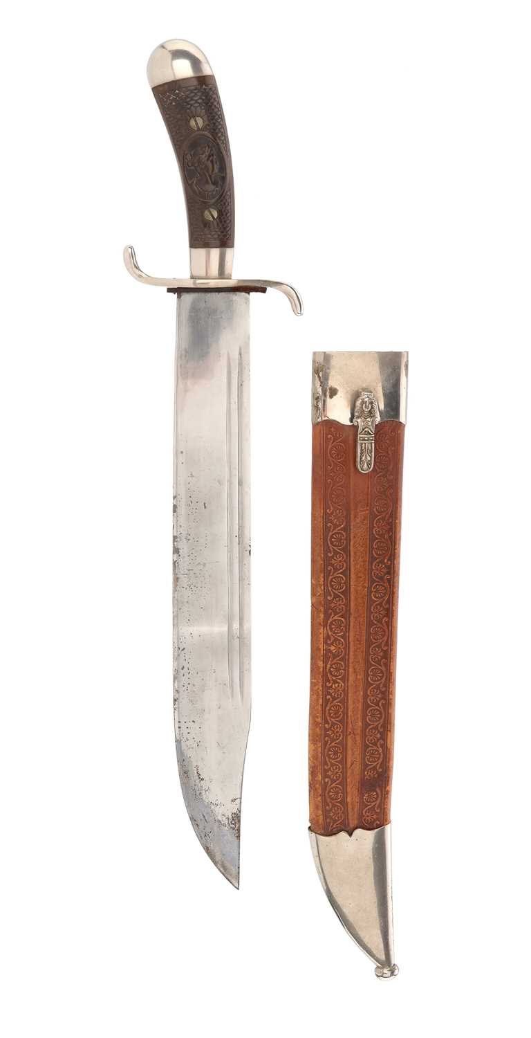 Lot 83 - GERMAN BOWIE KNIFE WITH GUTTA PERCHA GRIP, CA. 1890/1900