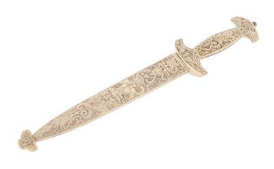 Lot 136 - SWISS/ITALIAN IVORY-HILTED DAGGER WITH SCABBARD, 19TH CENTURY.