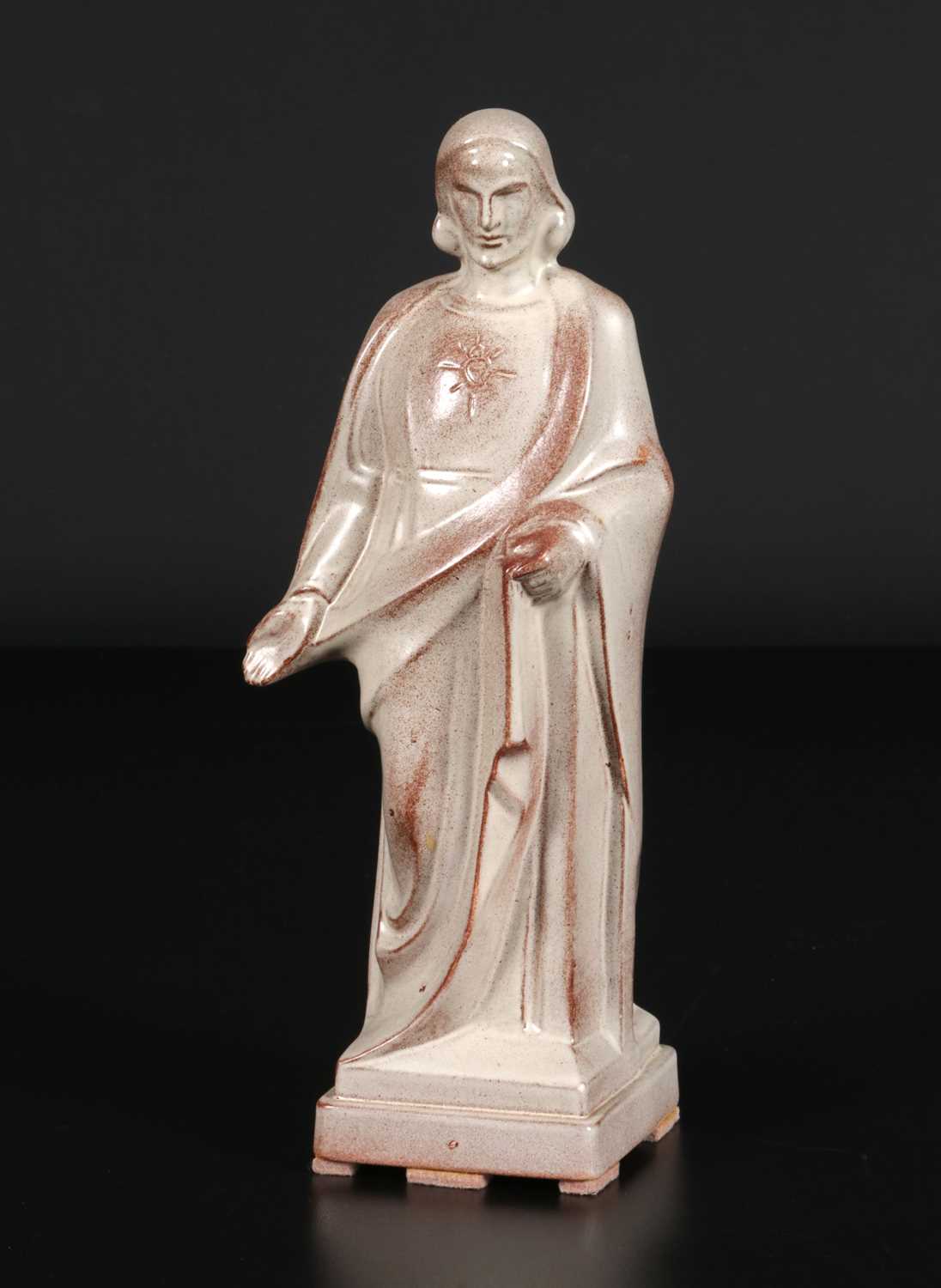 Lot 184 - A Glazed Ceramic Figure of the Sacred Heart of Jesus, by Charles VOS ( 1888 - 1954)