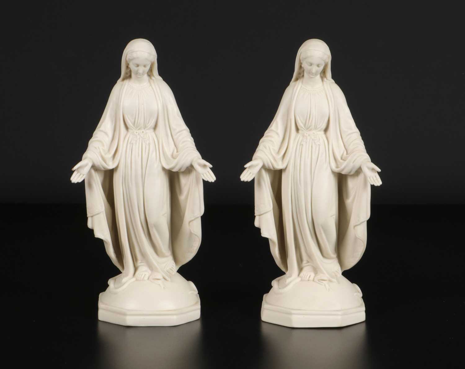 Lot 192 - Pair of Parian Ware Figures of the Virgin Mary, by Petrus Regout