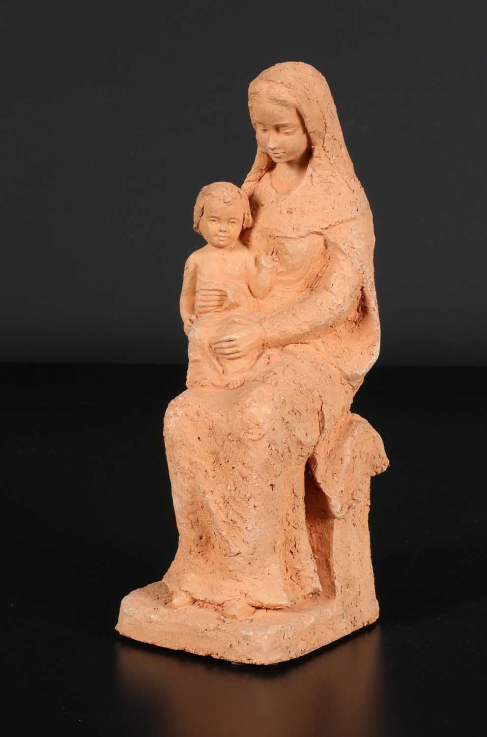 Lot 195 - Red Clay Figure of the Madonna and Child by Charles Vos