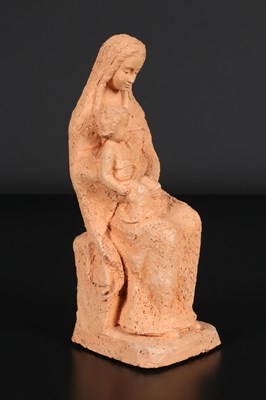 Lot 195 - Red Clay Figure of the Madonna and Child by Charles Vos
