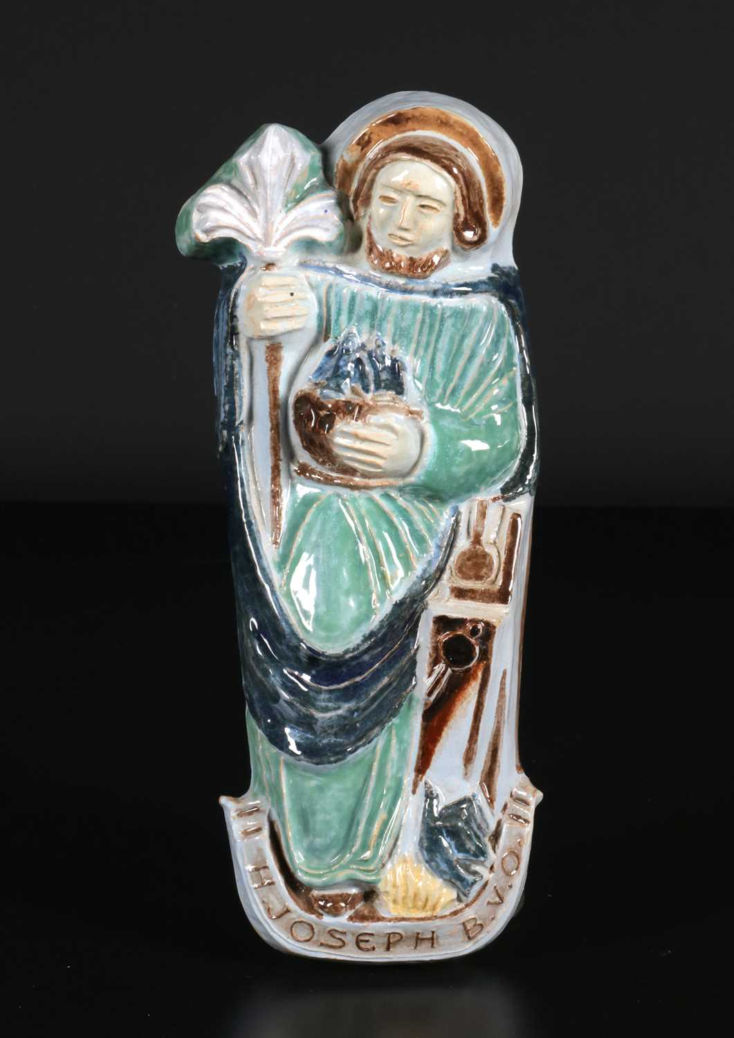 Lot 196 - Glazed Ceramic Figure of Saint Joseph with the Christ Child