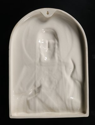 Lot 156 - White-Glazed Ceramic Wall Tile of the Sacred Heart of Jesus, by Giel Keulen (1900–1960)
