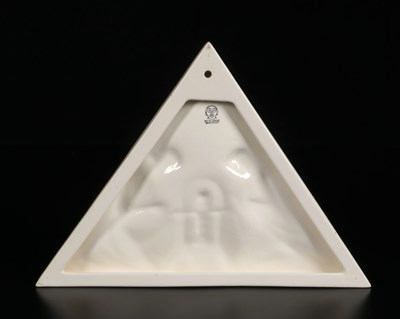 Lot 159 - White Glazed Ceramic Triagular Relief of the Nativity