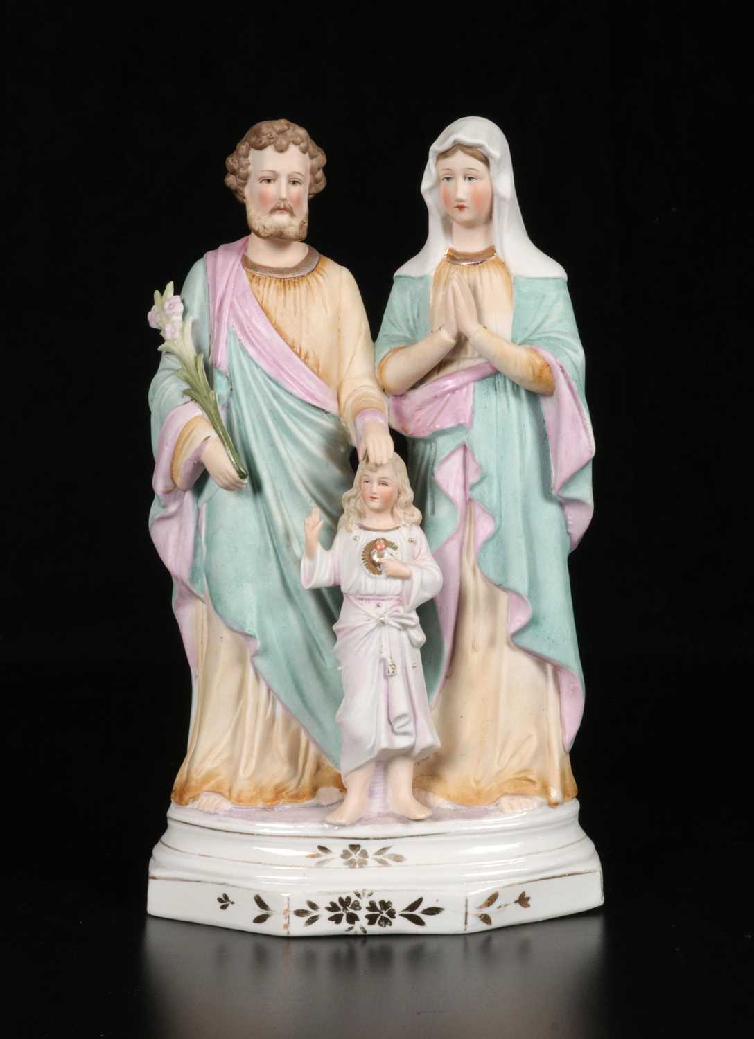 Lot 38 - Polychrome Glazed Porcelain Group of the Holy Family