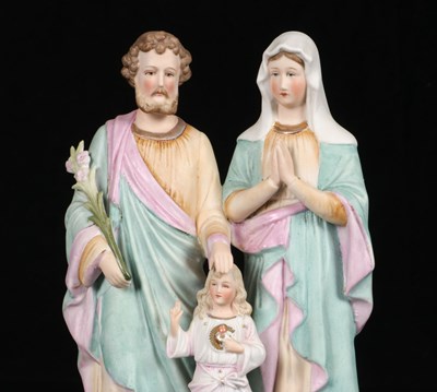 Lot 38 - Polychrome Glazed Porcelain Group of the Holy Family