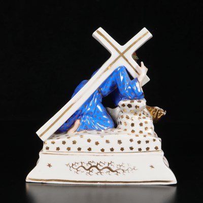 Lot 78 - Porcelain Holy Water Font with Christ Carrying the Cross, Vieux Paris