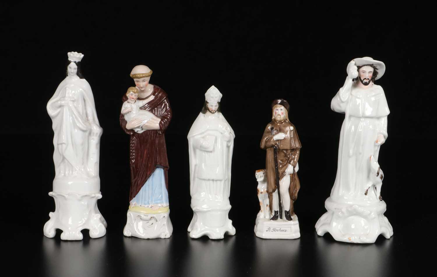 Lot 80 - Five Porcelain Religious Figures of Saints