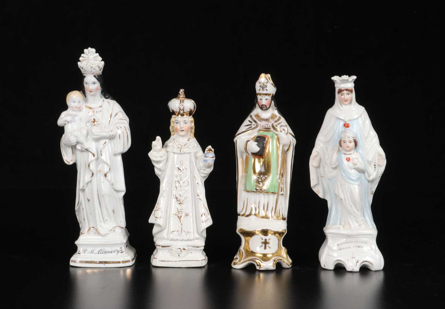 Lot 81 - Four Porcelain Devotional Figures of Saints and Madonnas