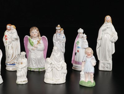 Lot 86 - Twelve Small Porcelain Religious Figures of Saints and Angels