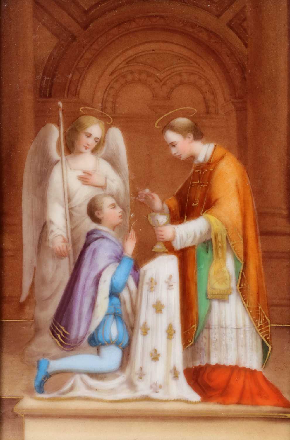 Lot 111 - Painted Porcelain Plaque of a Eucharistic Scene
