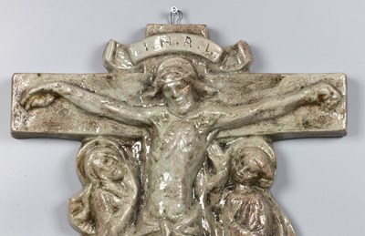 Lot 138 - Polychrome Glazed Ceramic Wall Crucifix by Charles Vos (1888–1954)