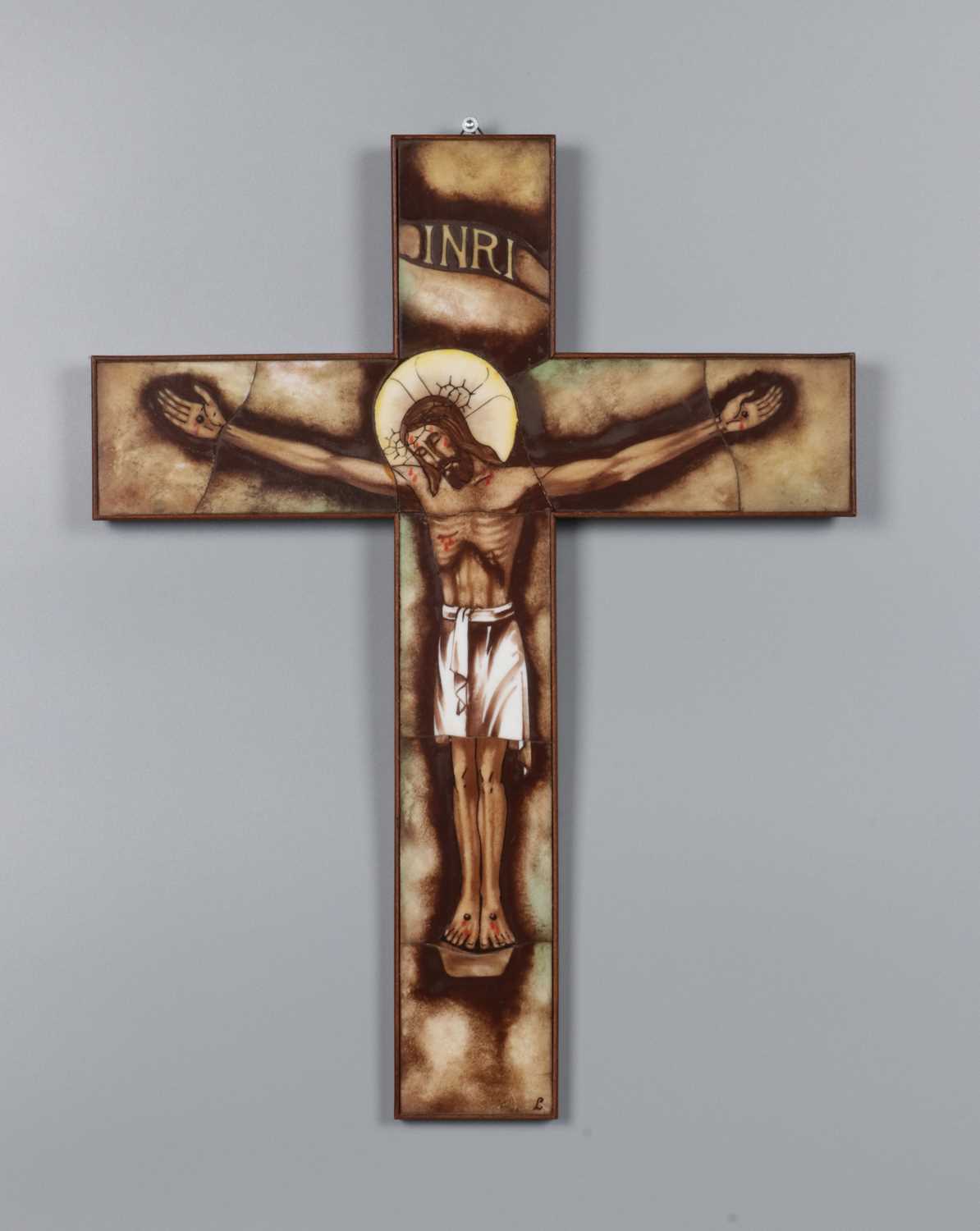 Lot 122 - Opaline Glass Crucifix by Jan Perey for Van Paridon Brothers, Amsterdam