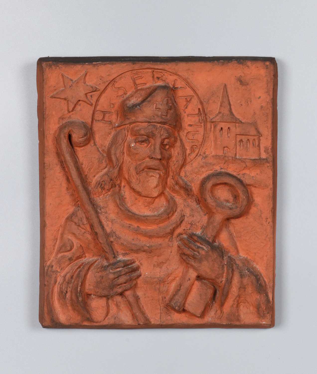Lot 142 - Terracotta Tile Depicting Saint Servatius