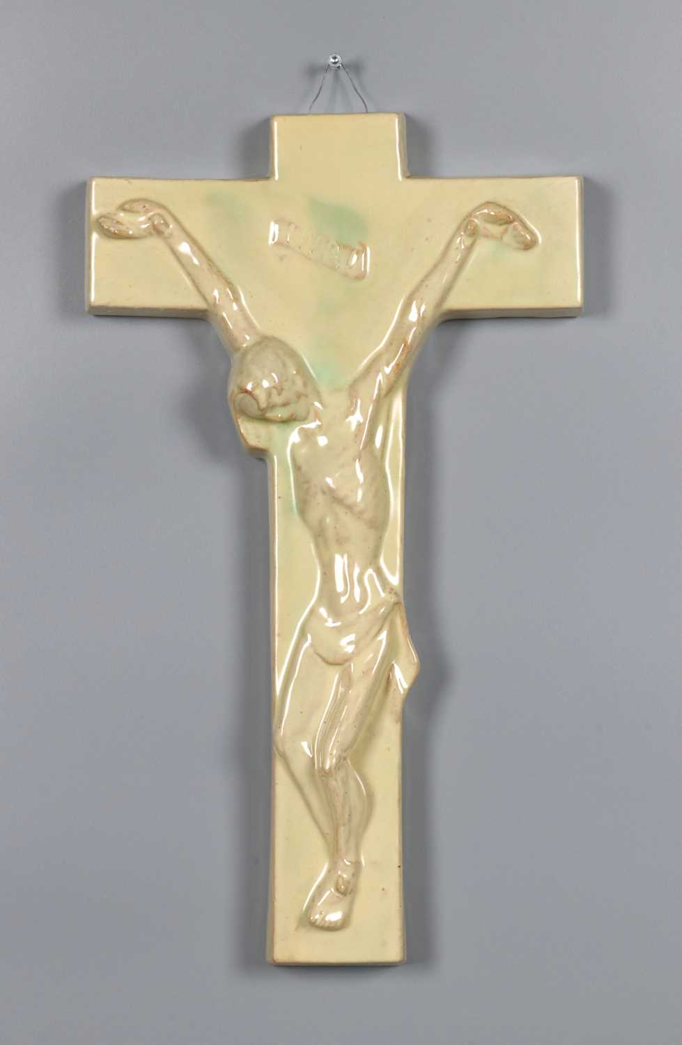 Lot 123 - Glazed Ceramic Crucifix, by Charles Vos (1888–1954)