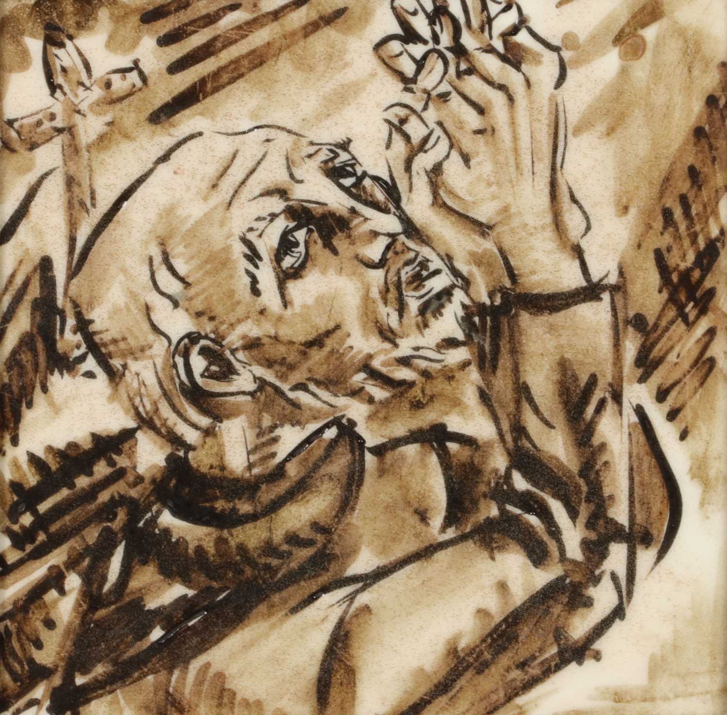 Lot 148 - Mosa Ceramic Tile of a Monk in Prayer by Jef Courtens, 1944