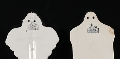 Lot 88 - Pair Holy Water Fonts Depicting Christ on the Cross and Madonna and Child, by Petrus Regout