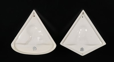 Lot 90 - Pair of Holy Water Fonts Depicting Christ and the Virgin Mary, by Société Céramique