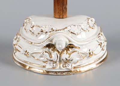 Lot 100 - Porcelain Crucifix with Gilt Rococo Base and Wooden Cross