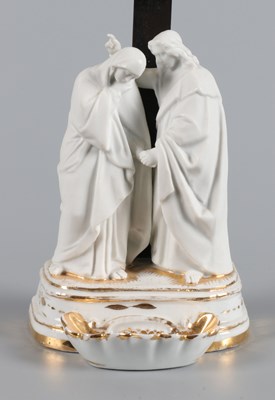 Lot 102 - Vieux Andenne Porcelain Holy Water Font with Crucifix