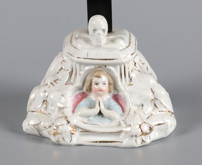 Lot 103 - Vieux Andenne Porcelain Crucifix with Angel and Skull Motifs