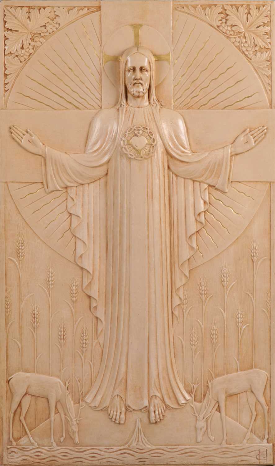 Lot 141 - Large Ceramic Plaque of the Sacred Heart of Jesus