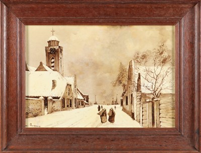 Lot 4 - Tegel met winters dorpsgezicht, Henri Breetveld, Société Céramique