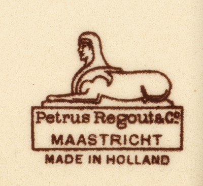 Lot 14 - Zesdelig tegeltableau met zeilschip, Petrus Regout, Maastricht