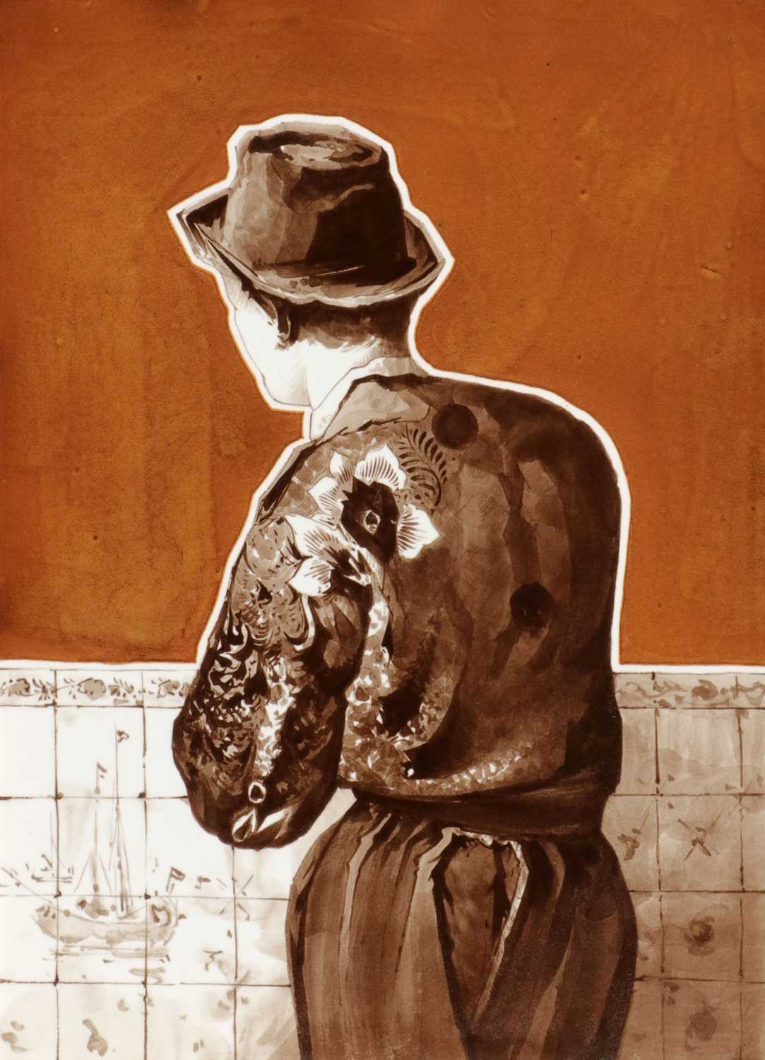Lot 15 - Tegel met man in klederdracht, Société Céramique