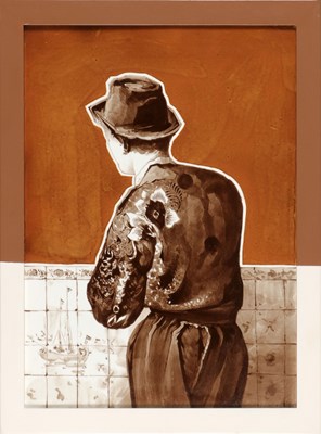 Lot 15 - Tegel met man in klederdracht, Société Céramique