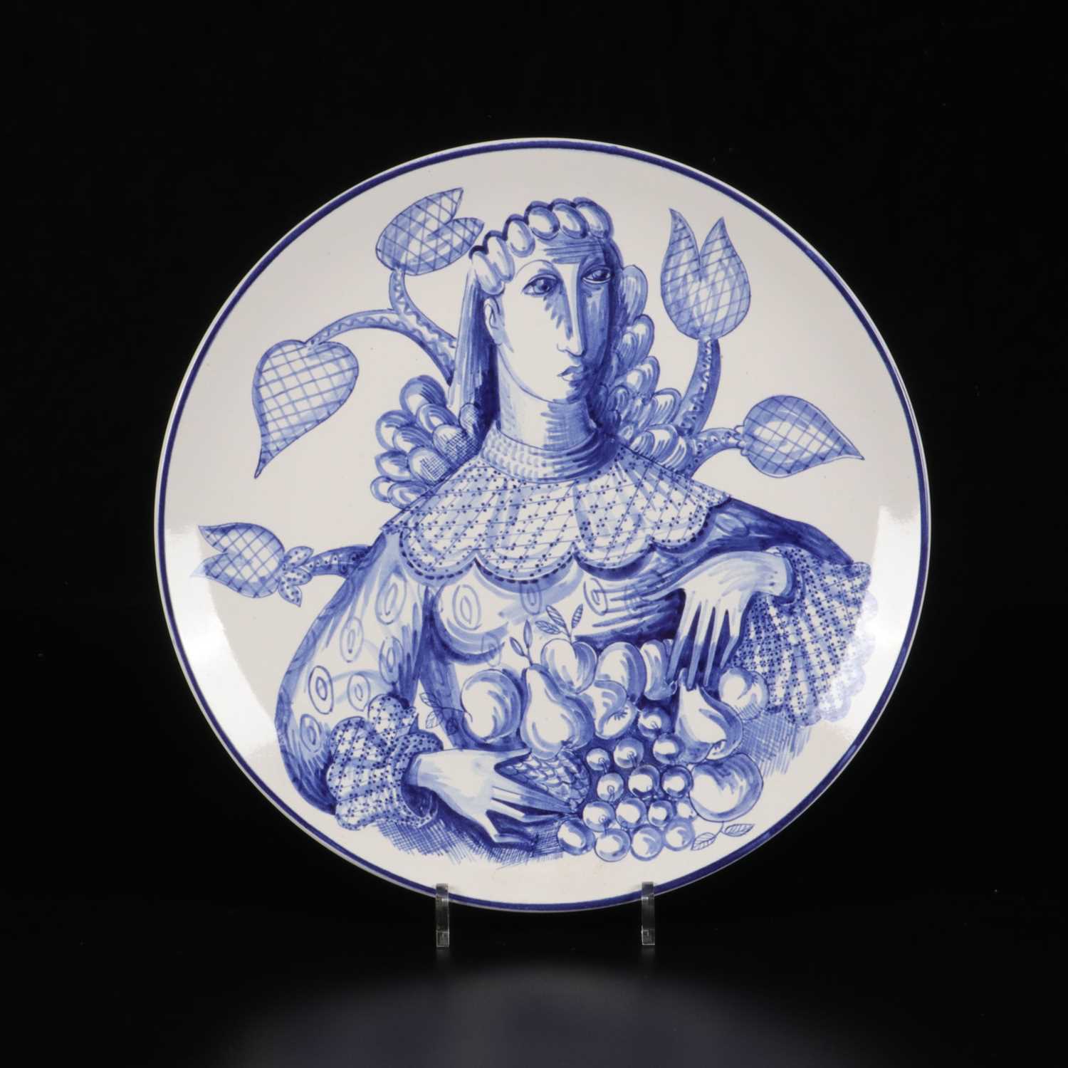 Lot 528 - Schotel met vrouwenfiguur en fruit, Pierre Daems, De Sphinx.