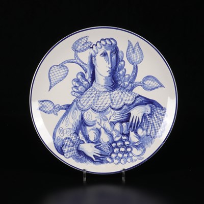 Lot 528 - Schotel met vrouwenfiguur en fruit, Pierre Daems, De Sphinx.