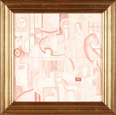 Lot 546 - Tegeltableau in Picasso Stijl, Edmond Bellefroid, Mosa Maastricht.