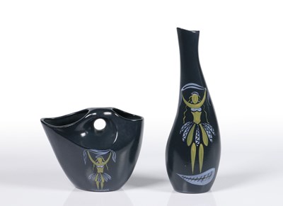 Lot 587 - Twee vaasjes met danseressen, Petrus Regout.