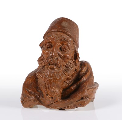 Lot 621 - Borstbeeld van een oude man met tulband.
