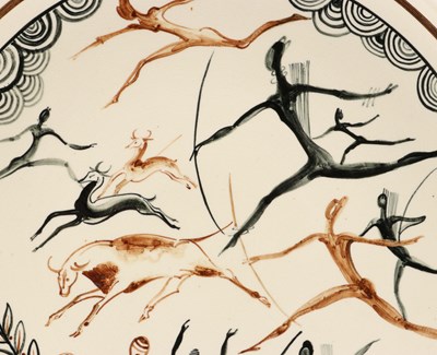 Lot 538 - Schotel met jachtscène, Hubert Levigne (1905-1989), Mosa.
