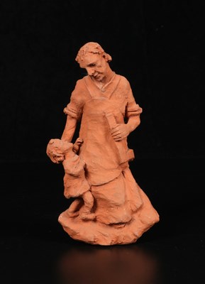 Lot 639 - Sculptuur van een Man met Kind, Charles Vos.