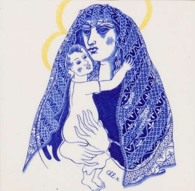 Lot 547 - Tegel van de Madonna met Kind, Charles Eyck.