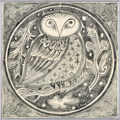 Lot 777 - Tegeltableau met uil, Charles Eyck