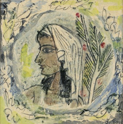 Lot 543 - Tegel met vrouwenportret, Charles Eyck.