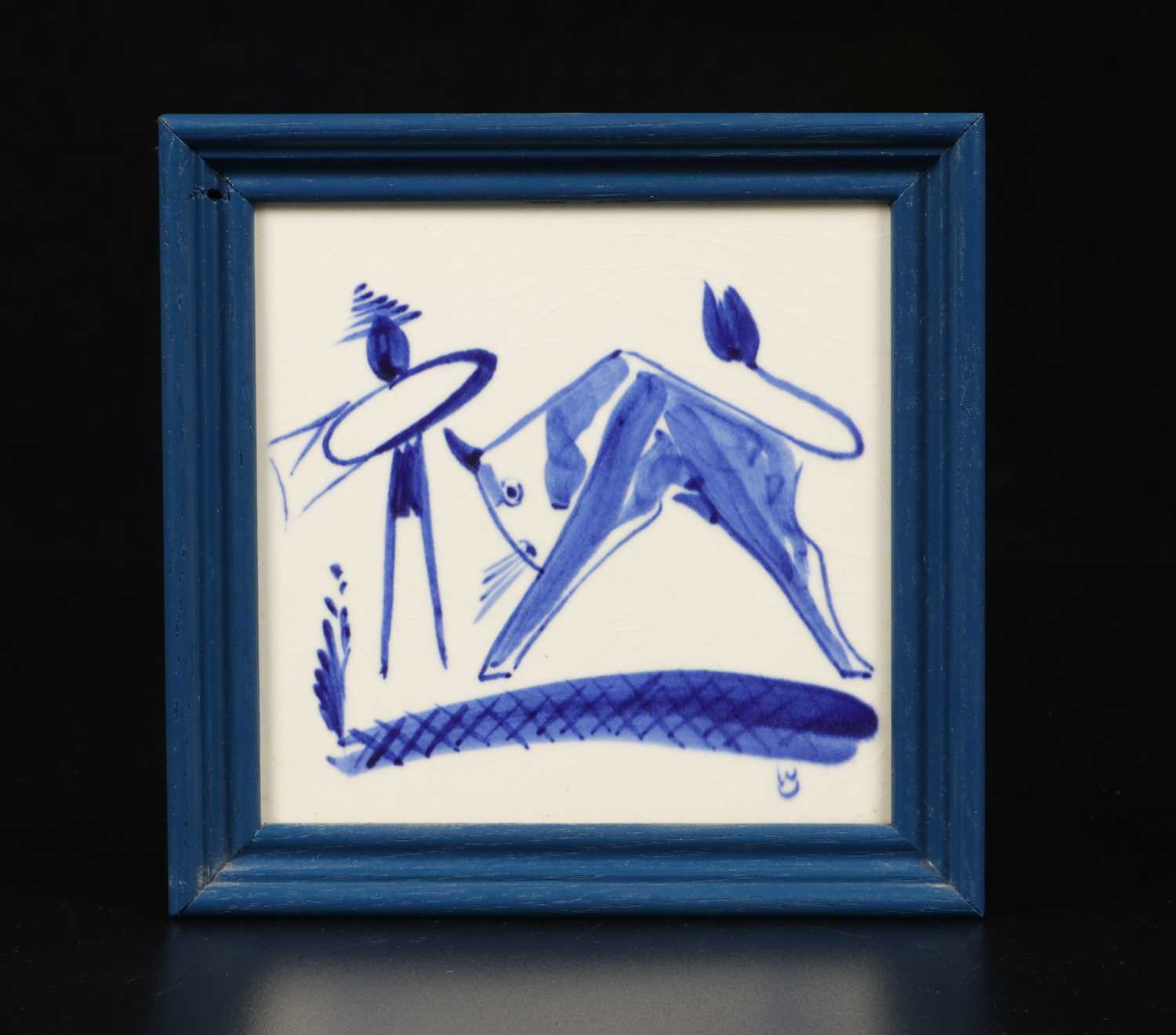 Lot 548 - Tegel met stierengevecht, Wim Visser, De Sphinx.
