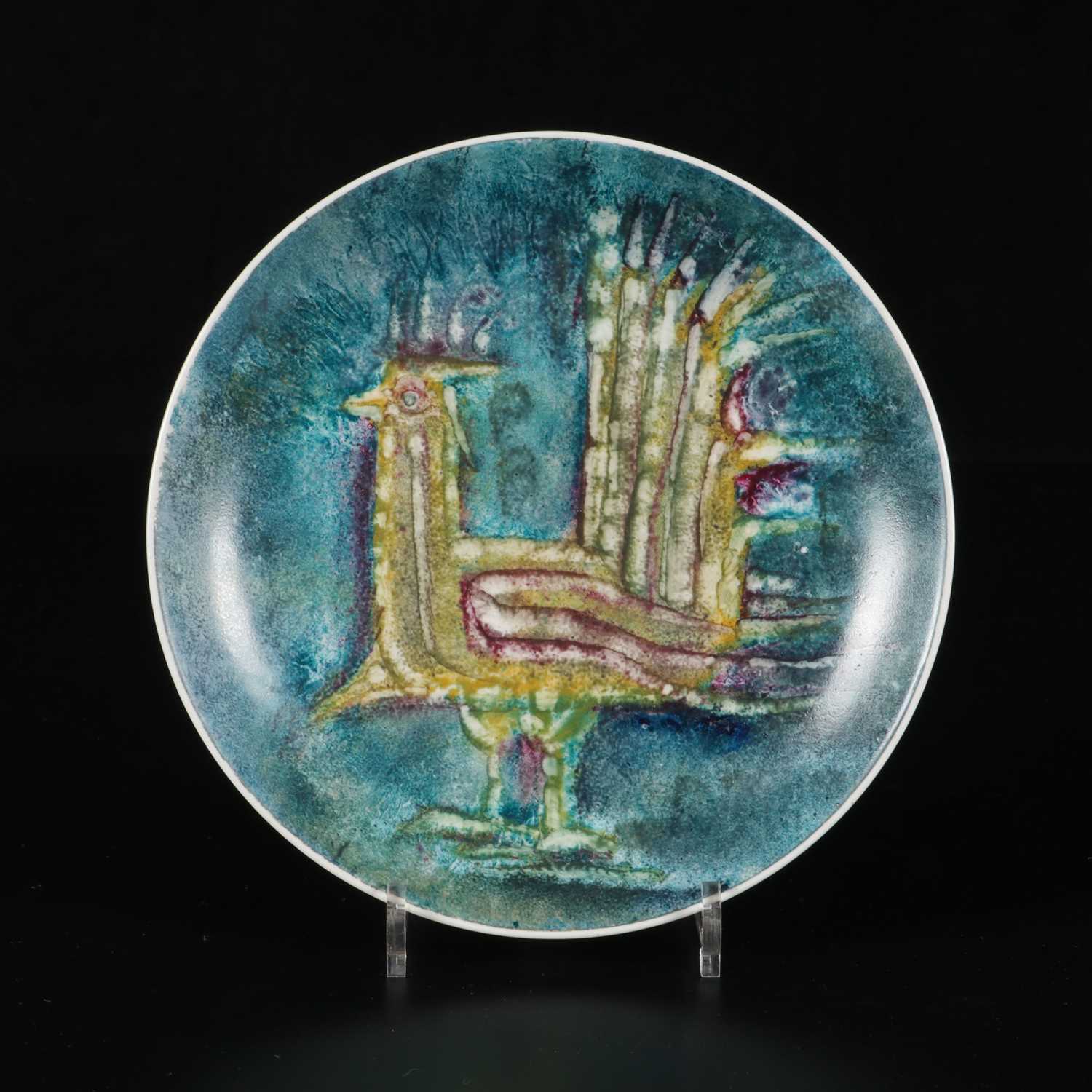 Lot 555 - Schotel met gestileerde vogel, Edmond Bellefroid, De Sphinx.