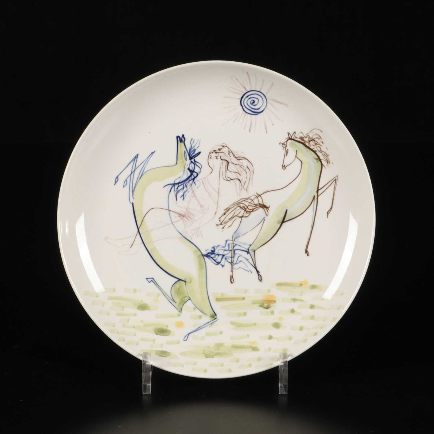 Lot 531 - Bord met paarden en amazone, Pierre Daems, De Sphinx.