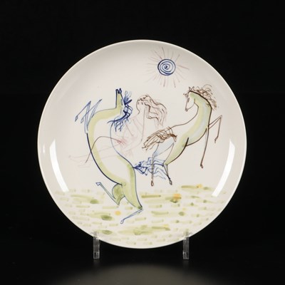 Lot 531 - Bord met paarden en amazone, Pierre Daems, De Sphinx.