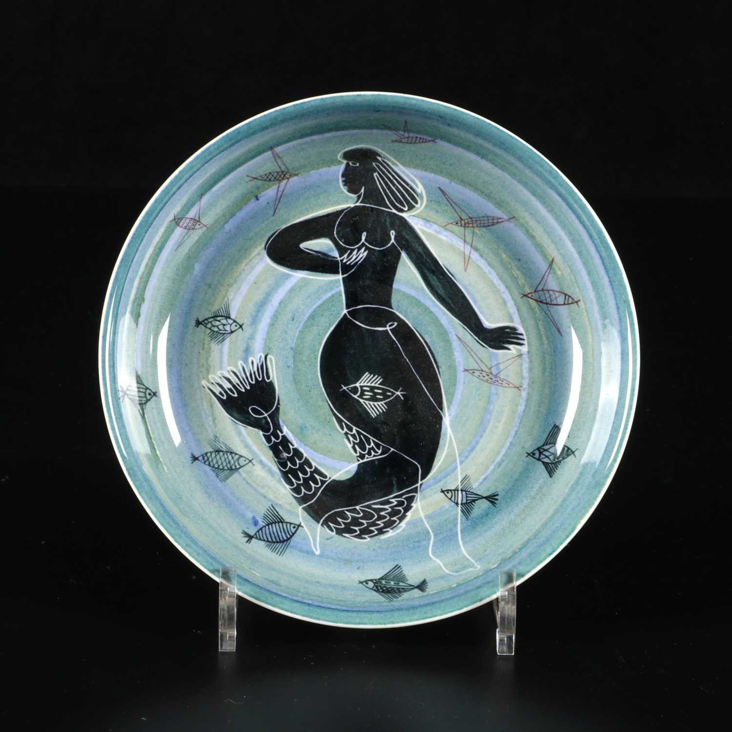 Lot 532 - Bord met zeemeermin en vissen, Pierre Daems, De Sphinx.