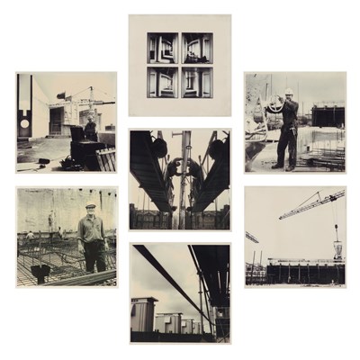 Lot 40 - Fotografie - Lot met 7 foto's van bouwprojecten waaronder de Stevin Sluizen