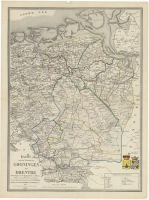 Lot 249 - Cartografie - P.H. Witkamp (1810 - 1880 ) - Groningen en Drenthe 1866