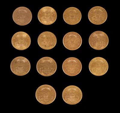 Lot 317 - Verenigde Staten, collectie van 14 gouden munten.