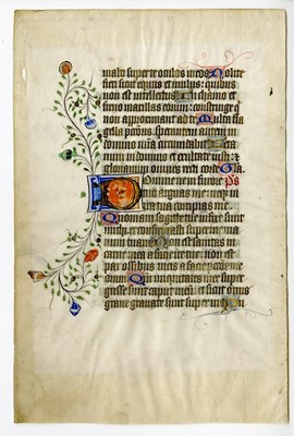 Lot 237 - Boekverluchting - Geïllumineerd handschriftfragment op perkament. circa 1450